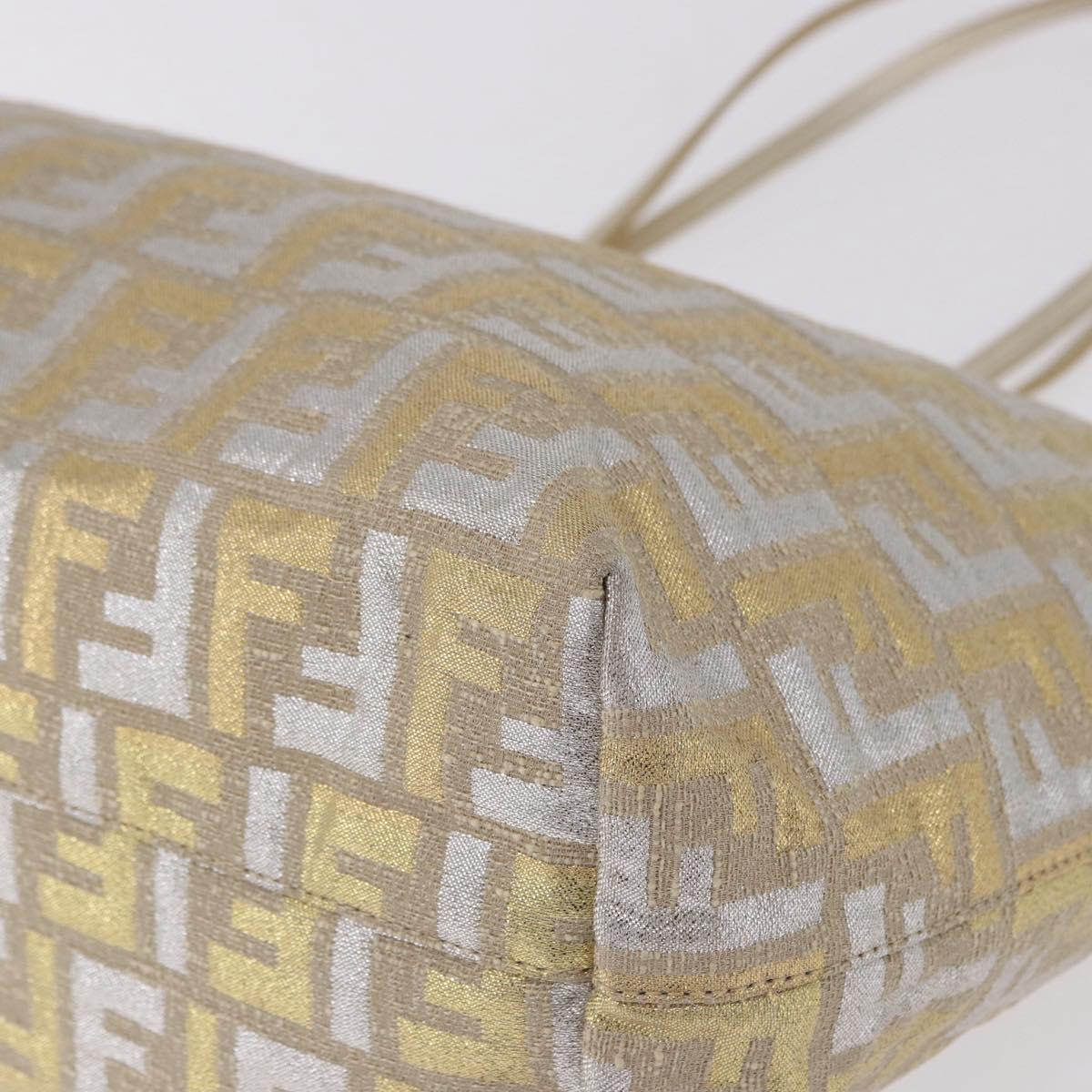 FENDI Zucca Canvas Tote Bag Gold Auth 196293A