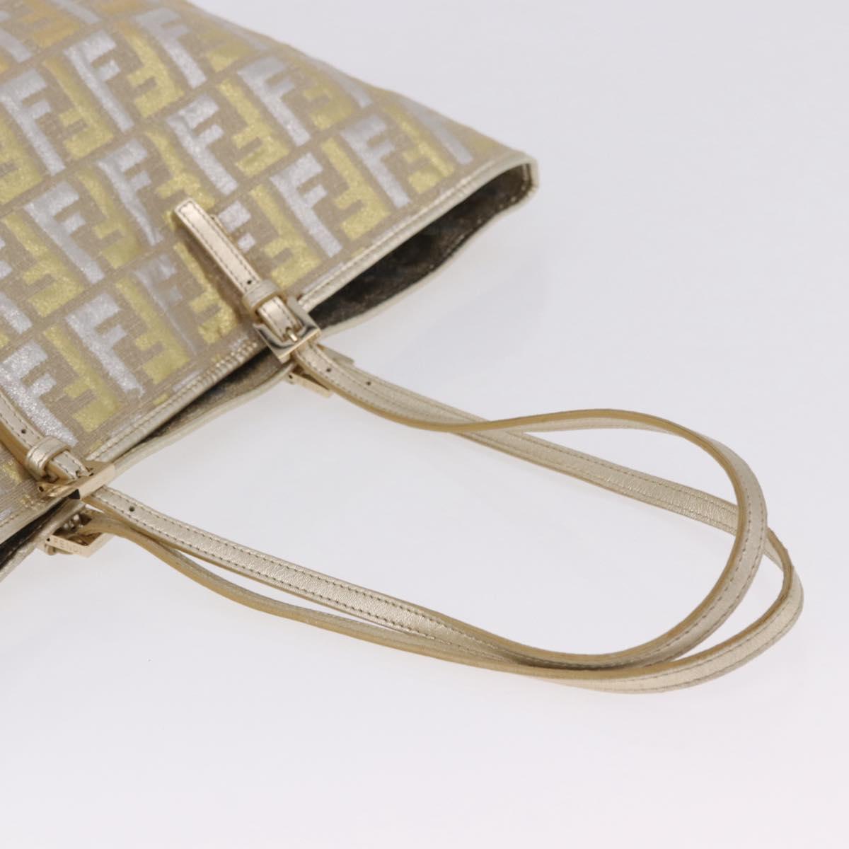 FENDI Zucca Canvas Tote Bag Gold Auth 196293A