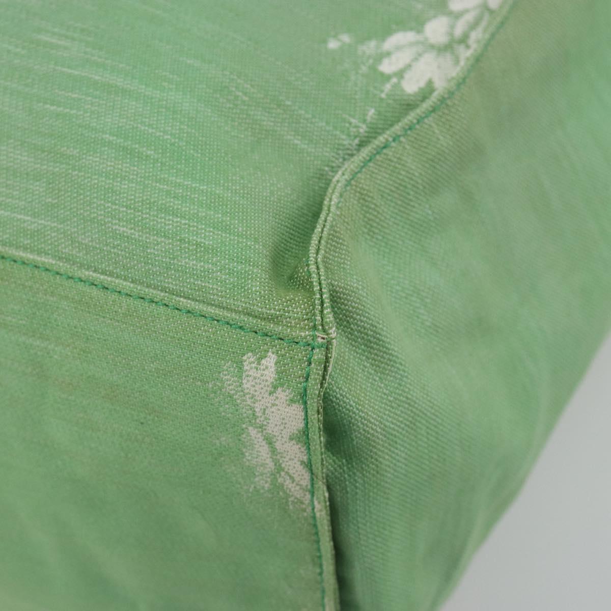 PRADA Tote Bag Canvas Green Silver Auth 196296A