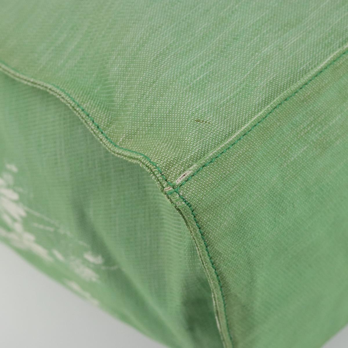 PRADA Tote Bag Canvas Green Silver Auth 196296A