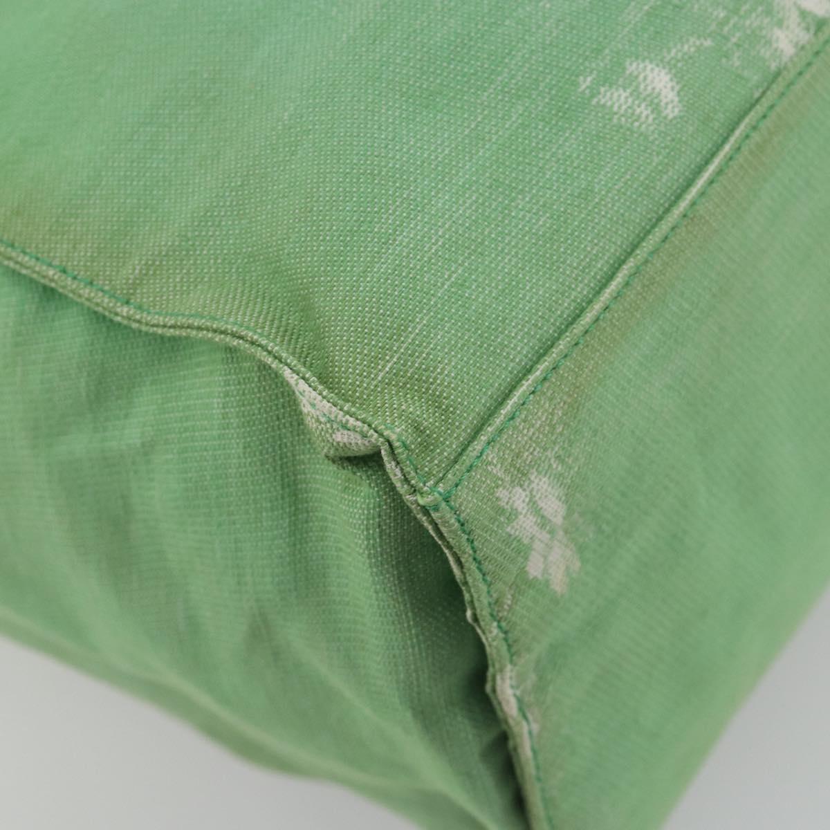 PRADA Tote Bag Canvas Green Silver Auth 196296A