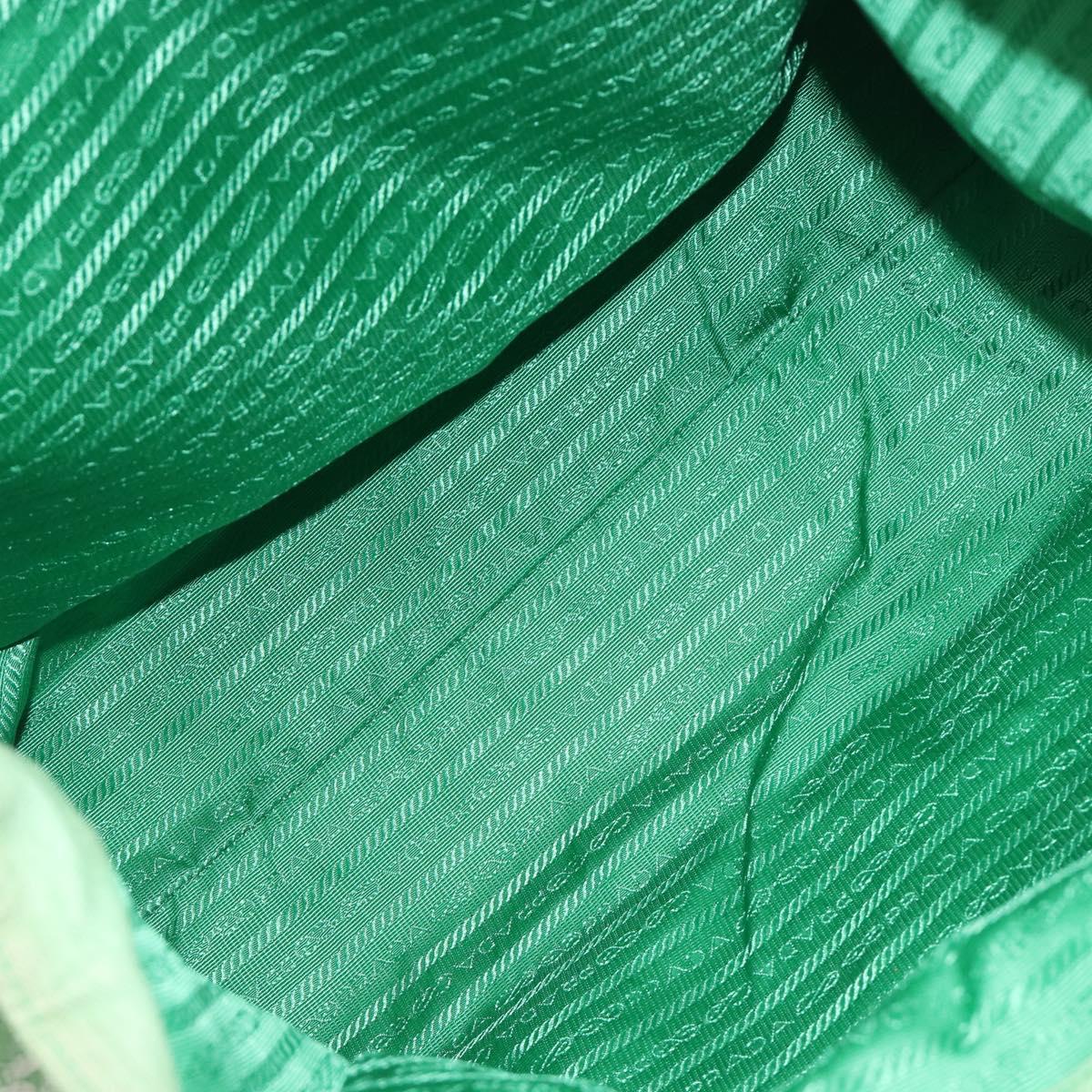 PRADA Tote Bag Canvas Green Silver Auth 196296A