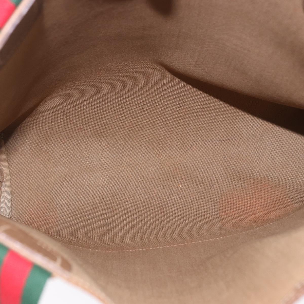 GUCCI GG Supreme Web Sherry Line Tote Bag PVC Beige 39 02 003 Auth 196297