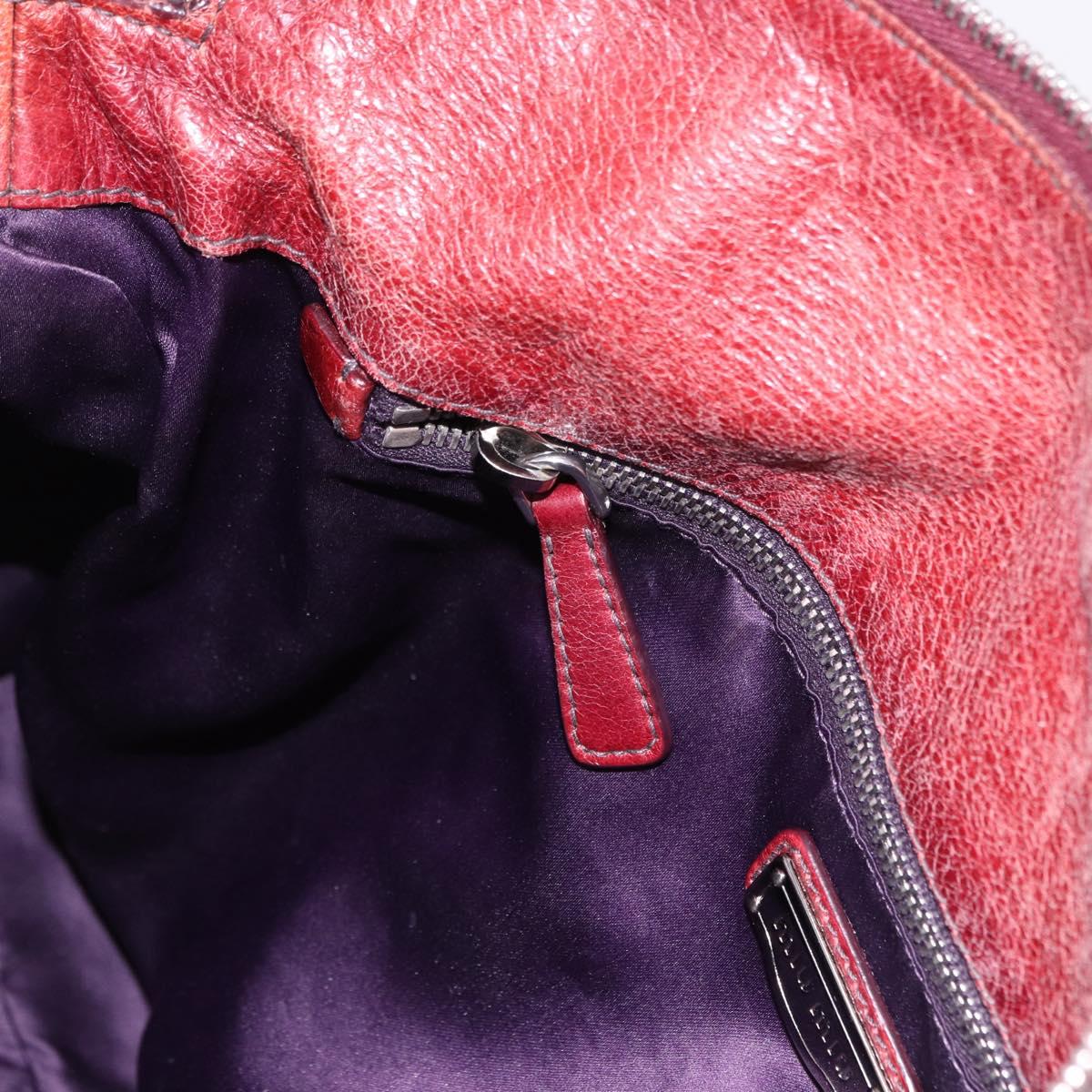 Miu Miu Hand Bag Leather Red Silver Auth 196298