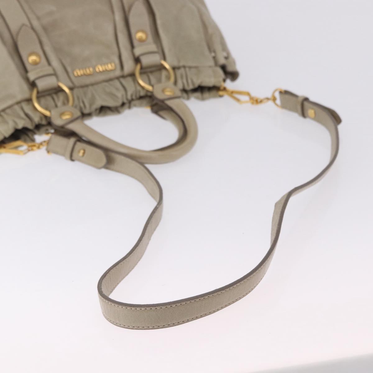 Miu Miu Matelasse Hand Bag Leather 2way Beige Gold Auth 196299A