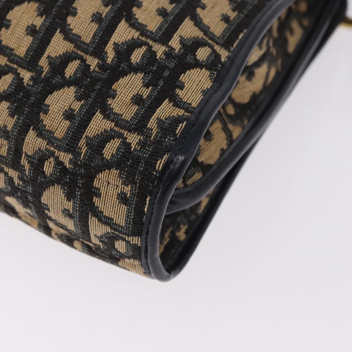 Christian Dior Trotter Canvas Shoulder Bag Navy Gold Auth 196302