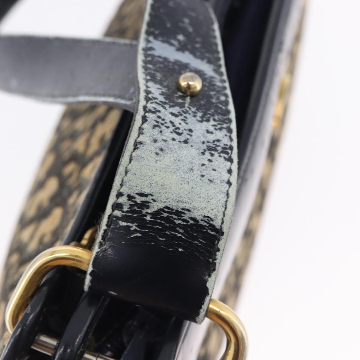 Christian Dior Trotter Canvas Shoulder Bag Navy Gold Auth 196302
