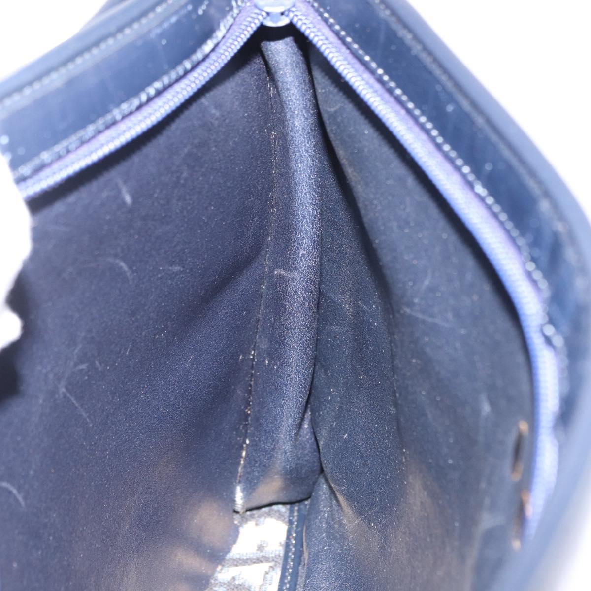 Christian Dior Trotter Canvas Shoulder Bag Navy Gold Auth 196302