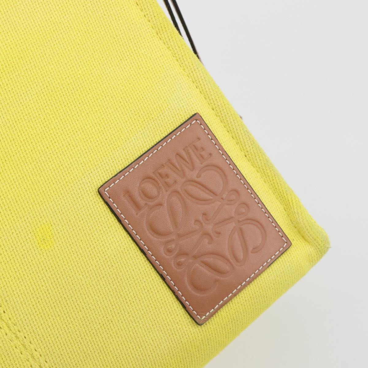 LOEWE Cushion Tote Small Tote Bag Canvas Yellow Auth 196303A