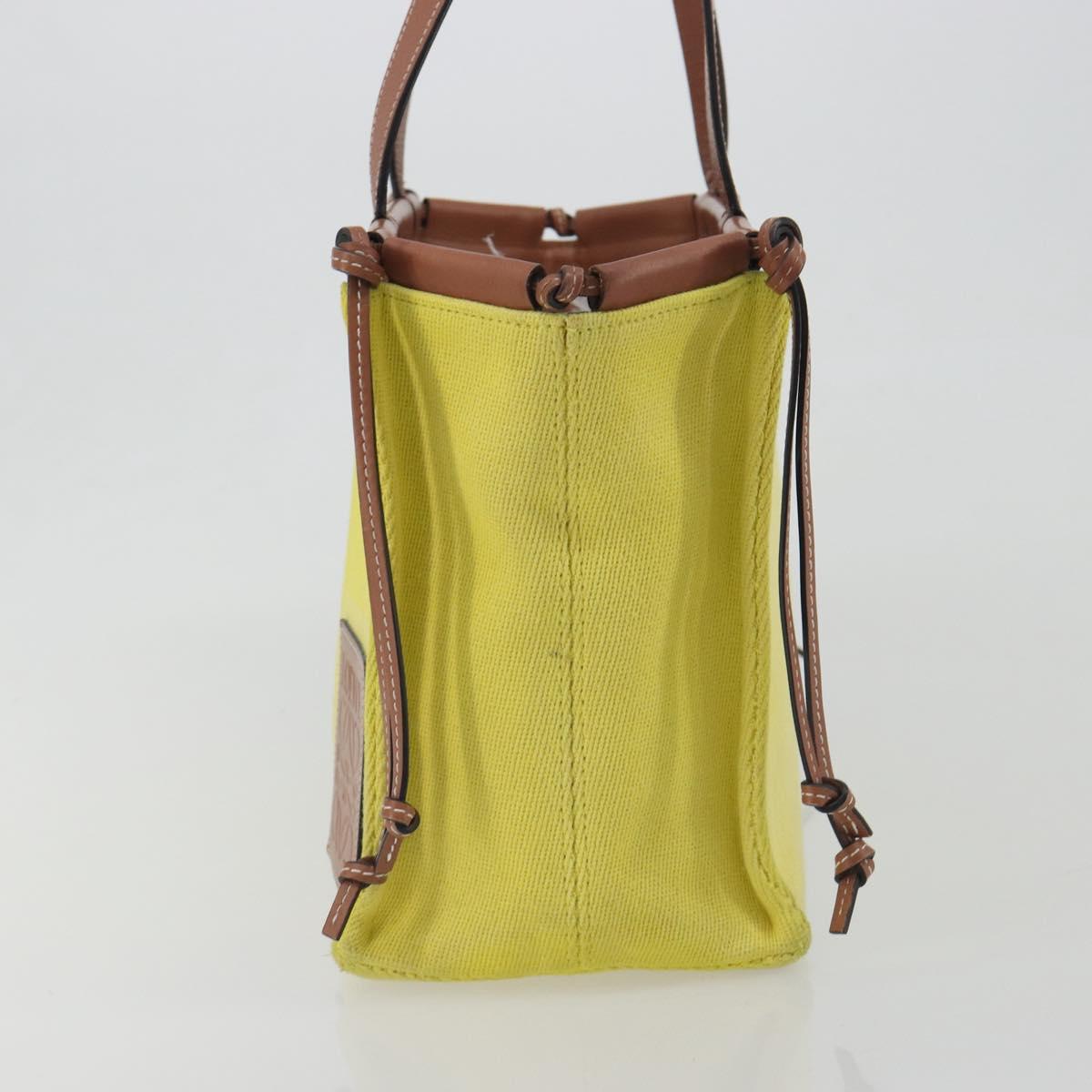 LOEWE Cushion Tote Small Tote Bag Canvas Yellow Auth 196303A