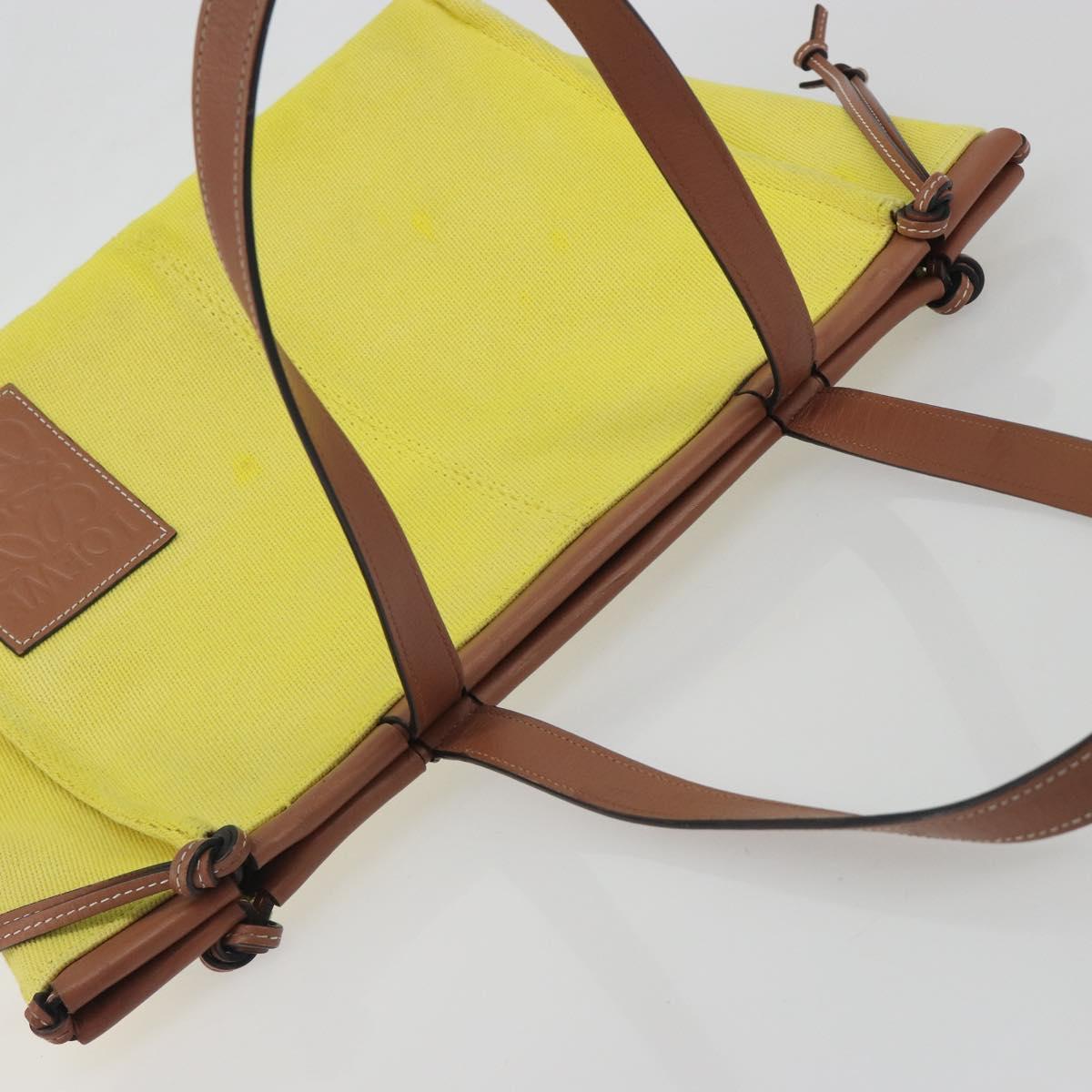 LOEWE Cushion Tote Small Tote Bag Canvas Yellow Auth 196303A