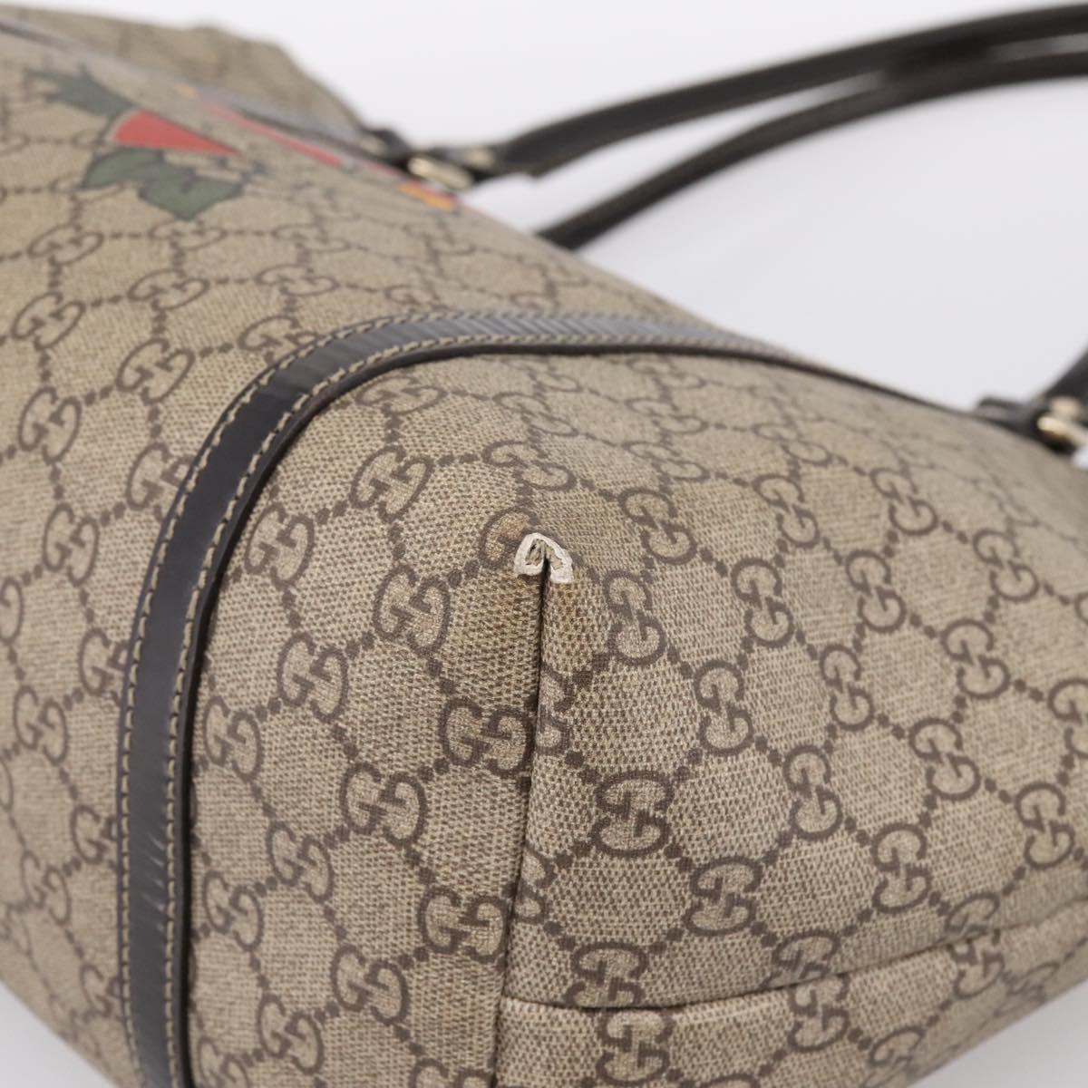 GUCCI GG Supreme Tote Bag PVC Beige Gold 197953 Auth 196307