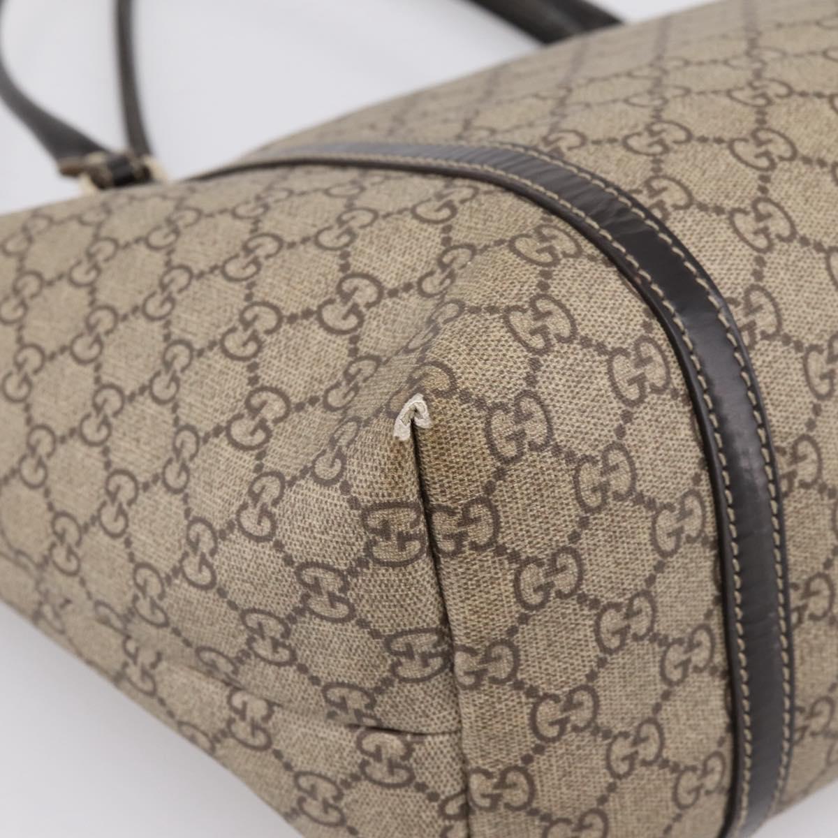 GUCCI GG Supreme Tote Bag PVC Beige Gold 197953 Auth 196307