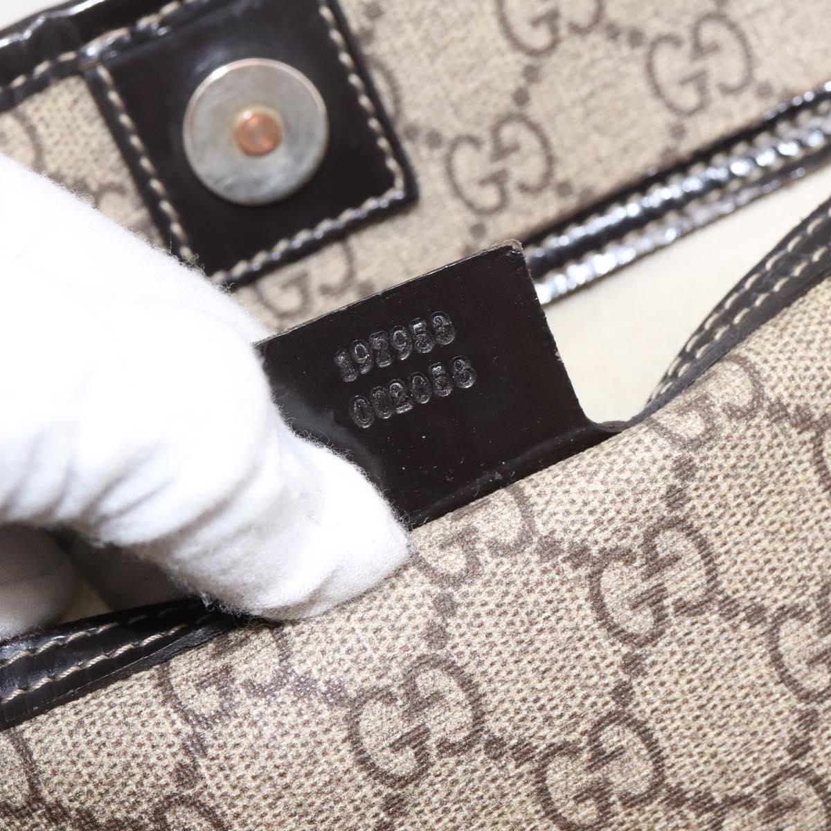 GUCCI GG Supreme Tote Bag PVC Beige Gold 197953 Auth 196307