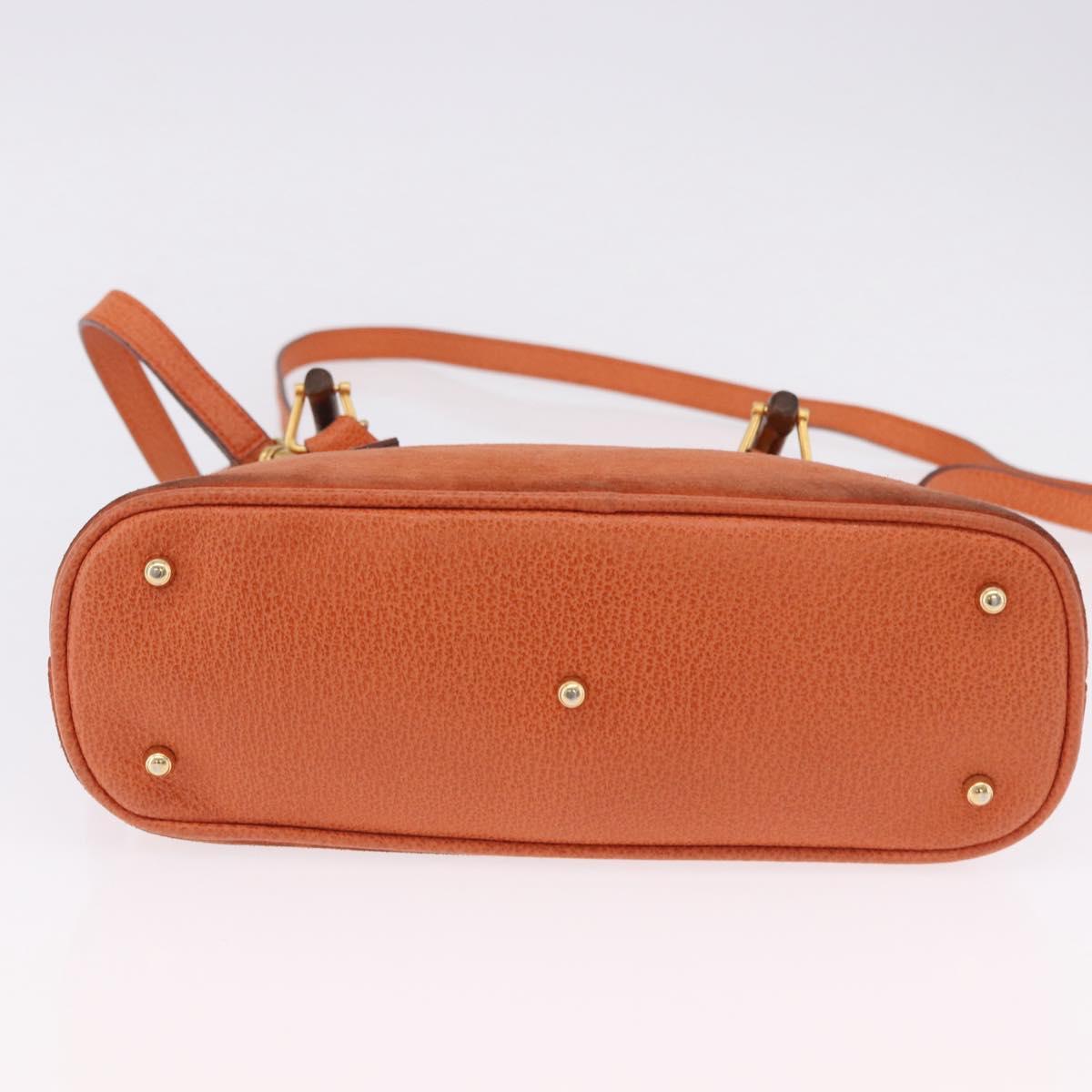 GUCCI Bamboo Hand Bag Suede 2way Orange Gold 000 2058 0290 0 Auth 196308