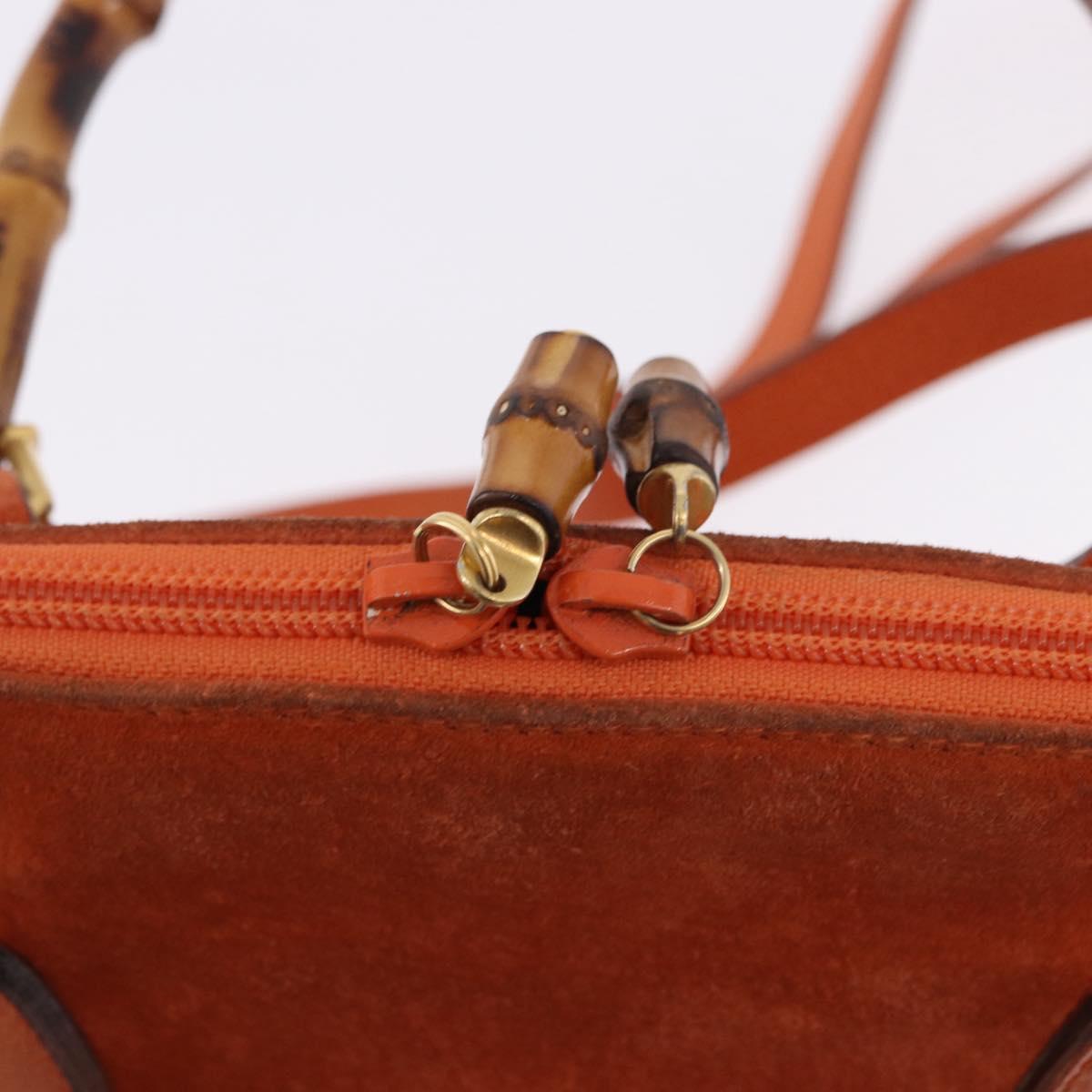 GUCCI Bamboo Hand Bag Suede 2way Orange Gold 000 2058 0290 0 Auth 196308