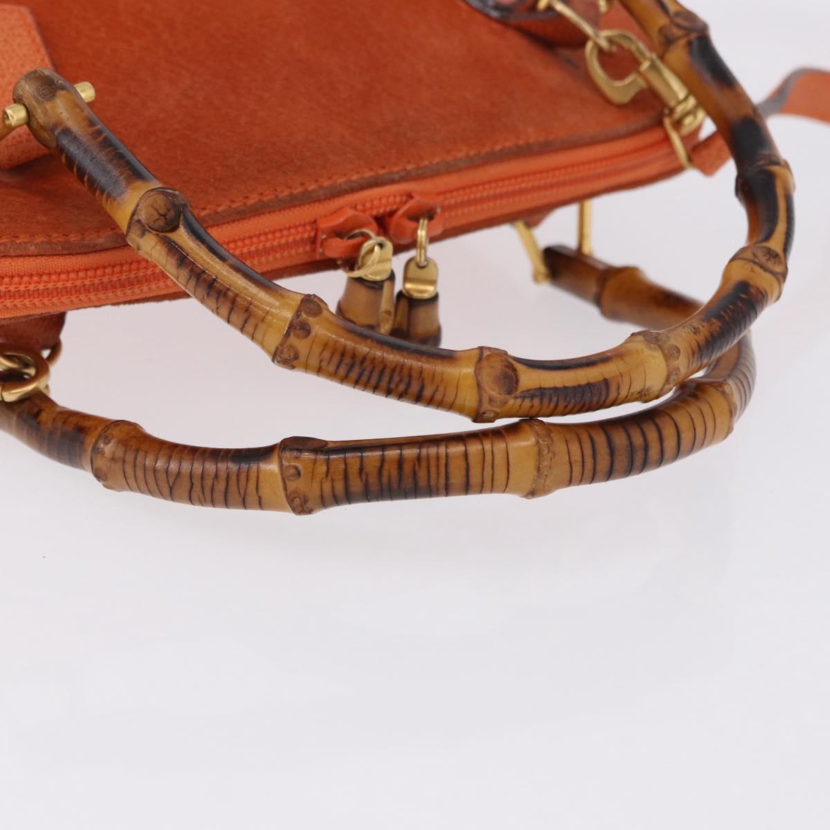 GUCCI Bamboo Hand Bag Suede 2way Orange Gold 000 2058 0290 0 Auth 196308