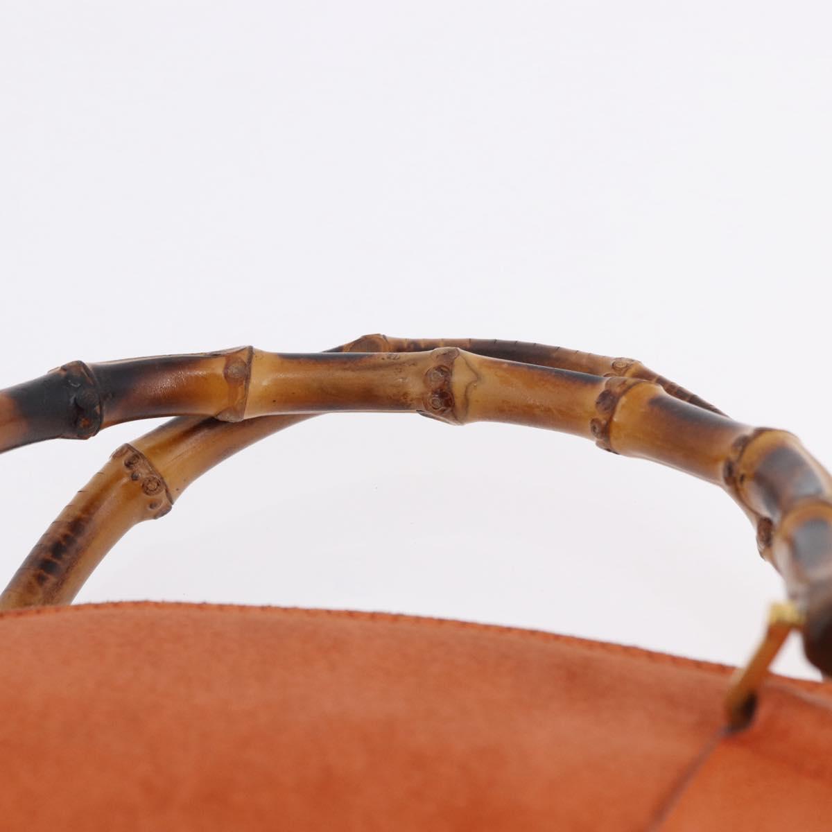 GUCCI Bamboo Hand Bag Suede 2way Orange Gold 000 2058 0290 0 Auth 196308