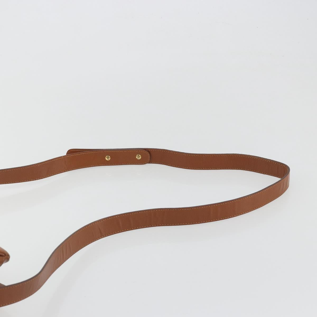 CELINE Circle Shoulder Bag Leather Brown Gold Auth 196309