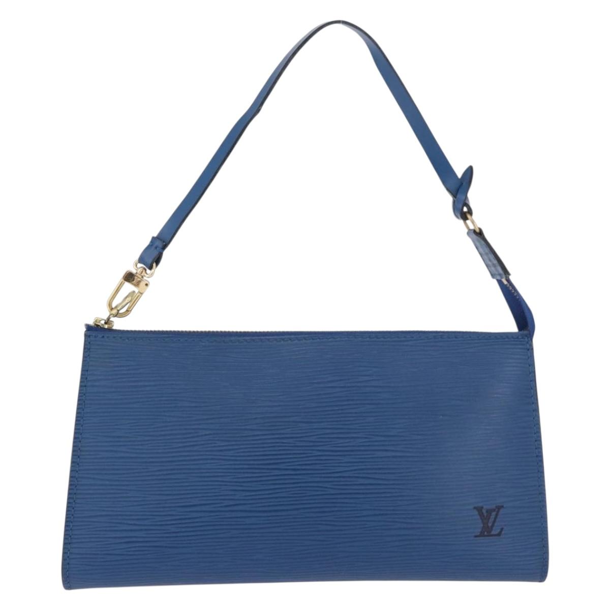 LOUIS VUITTON Epi Pochette Accessoires Pouch Blue M52985 LV Auth 196311