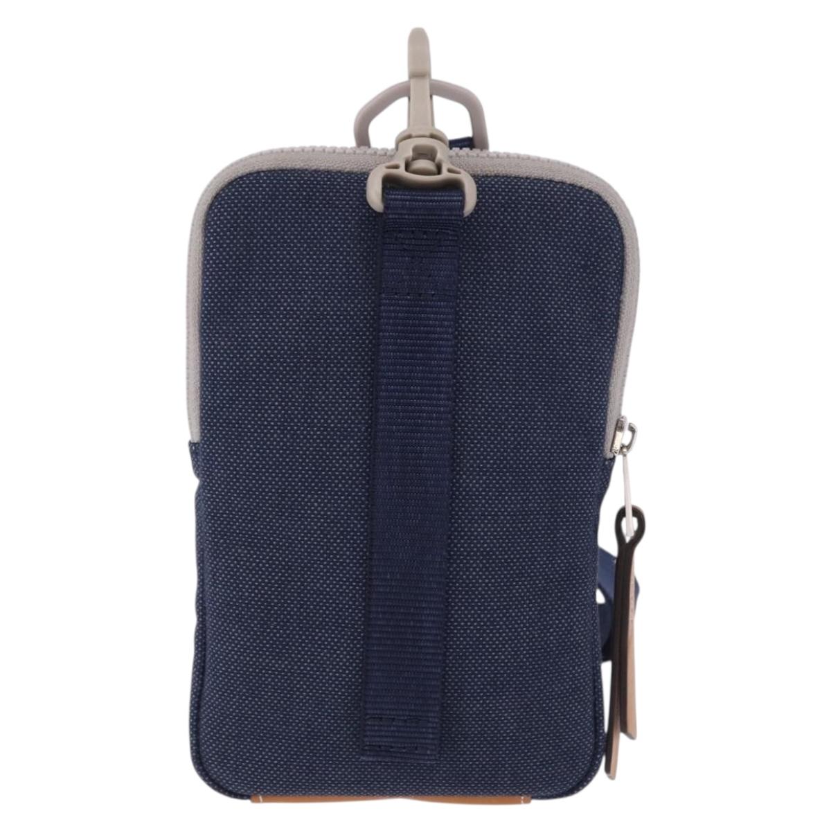 LOEWE Irohebe Nature Neck Pouch Shoulder Bag Canvas Blue Silver Auth 196313A