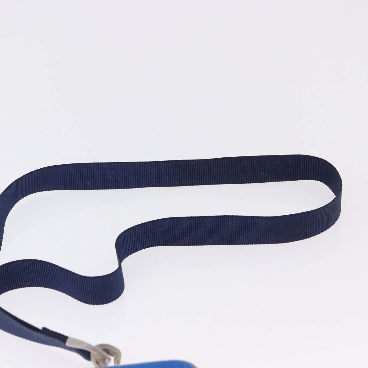 LOEWE Irohebe Nature Neck Pouch Shoulder Bag Canvas Blue Silver Auth 196313A
