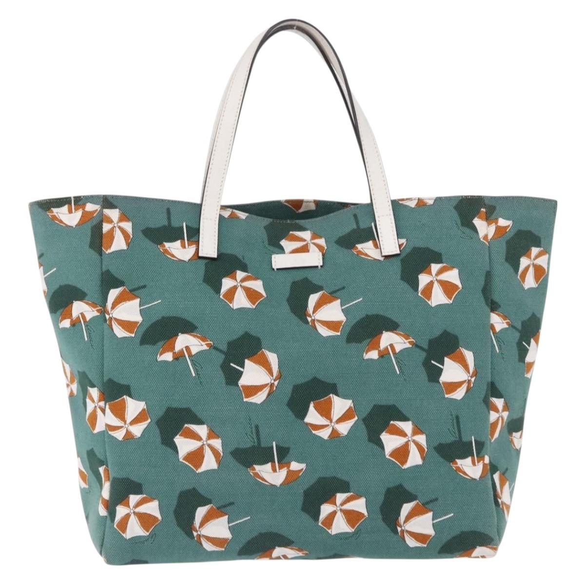 GUCCI Tote Bag Canvas Green 282439 Auth 196317
