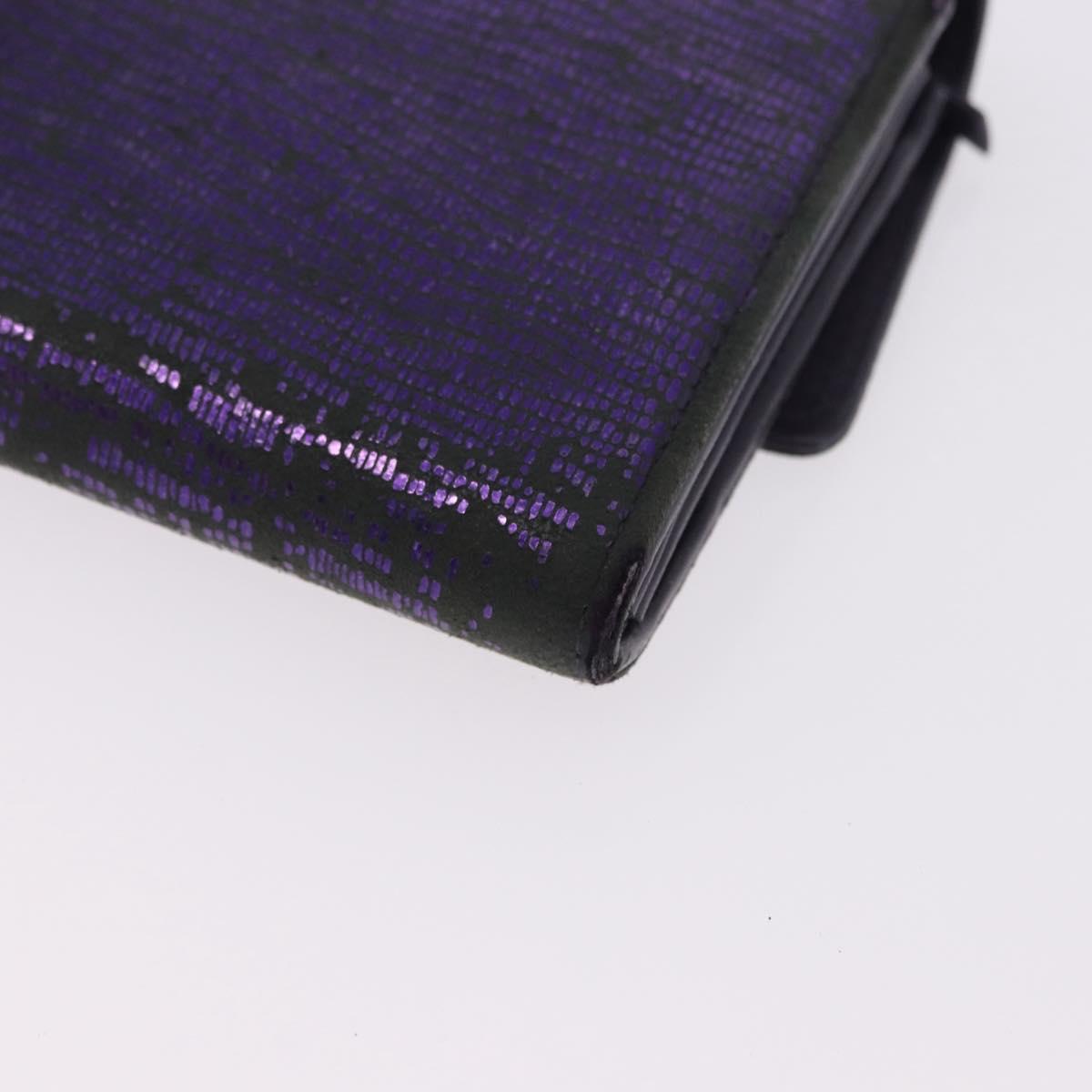 CHANEL Long Wallet Leather Purple CC Auth 196318