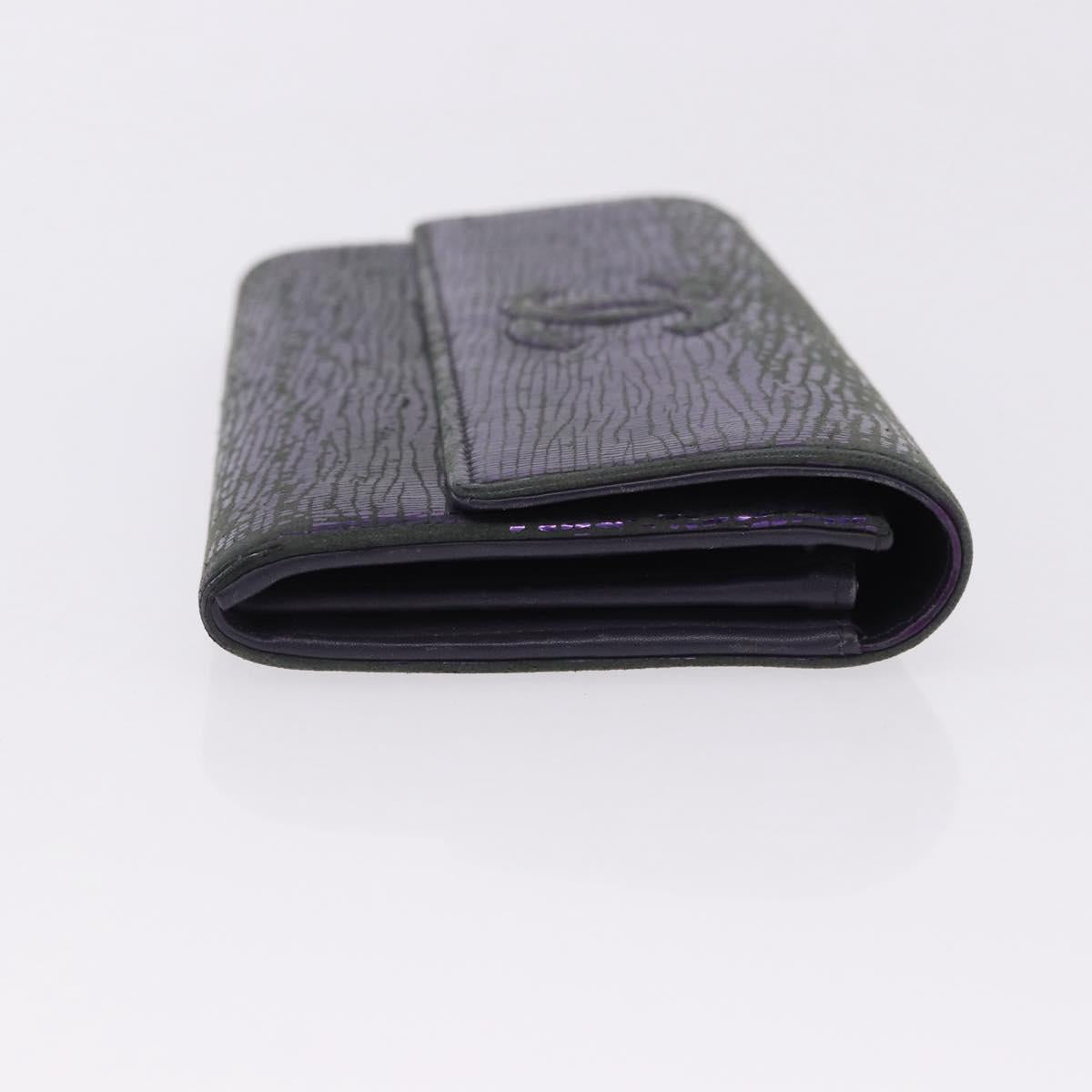CHANEL Long Wallet Leather Purple CC Auth 196318