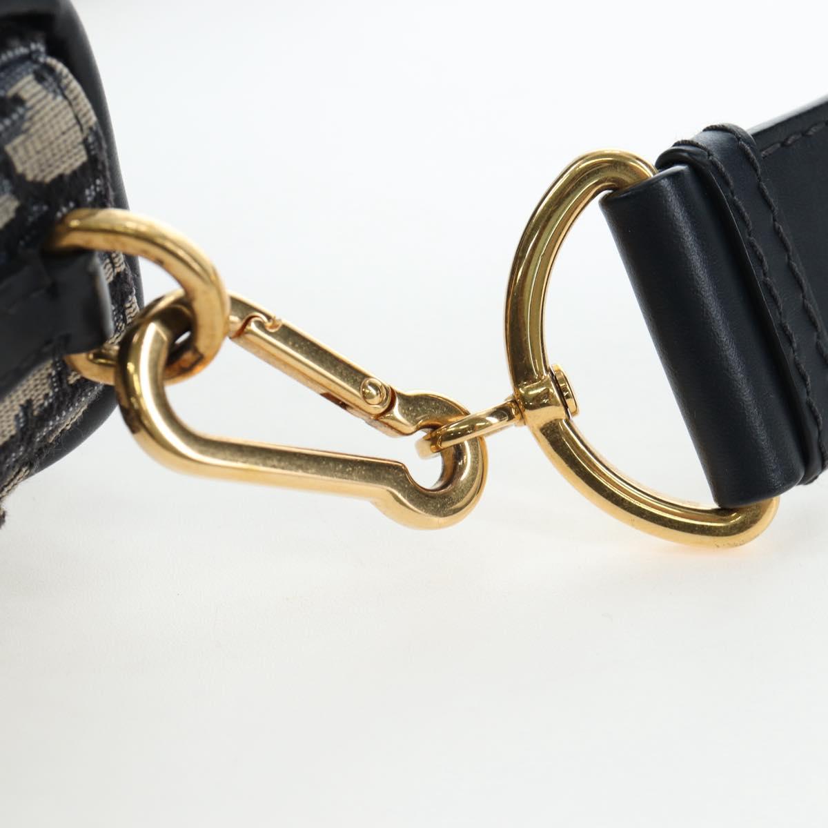 Christian Dior Trotter Canvas Diorissimo Hand Bag Navy Gold Auth 196320M