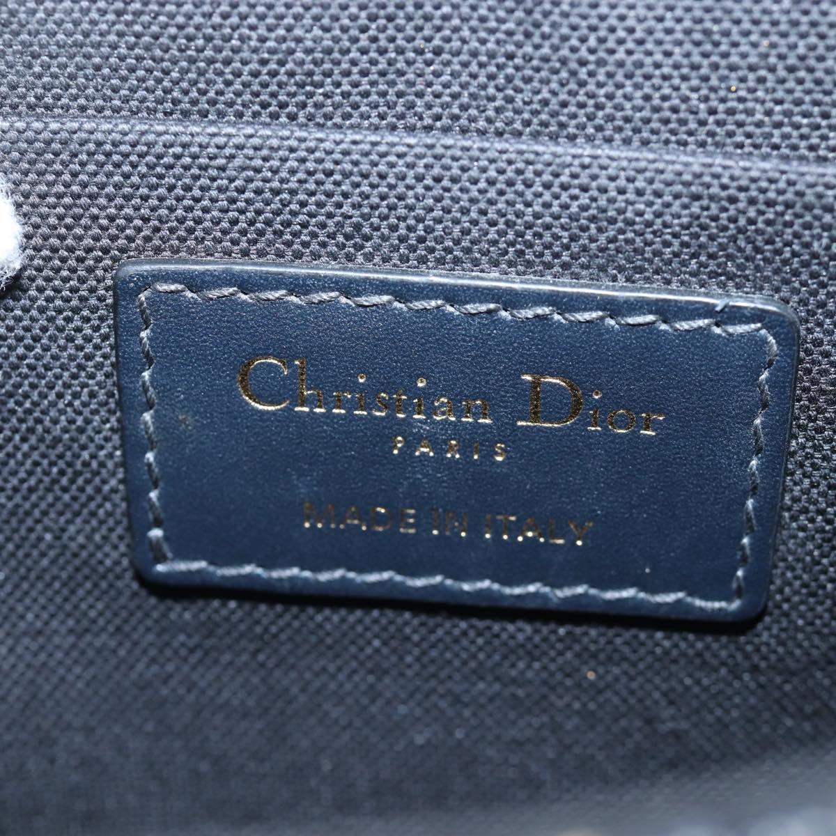 Christian Dior Trotter Canvas Diorissimo Hand Bag Navy Gold Auth 196320M