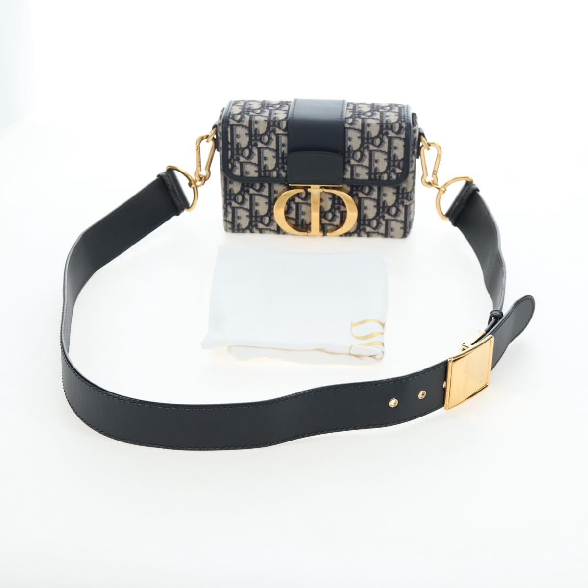 Christian Dior Trotter Canvas Diorissimo Hand Bag Navy Gold Auth 196320M