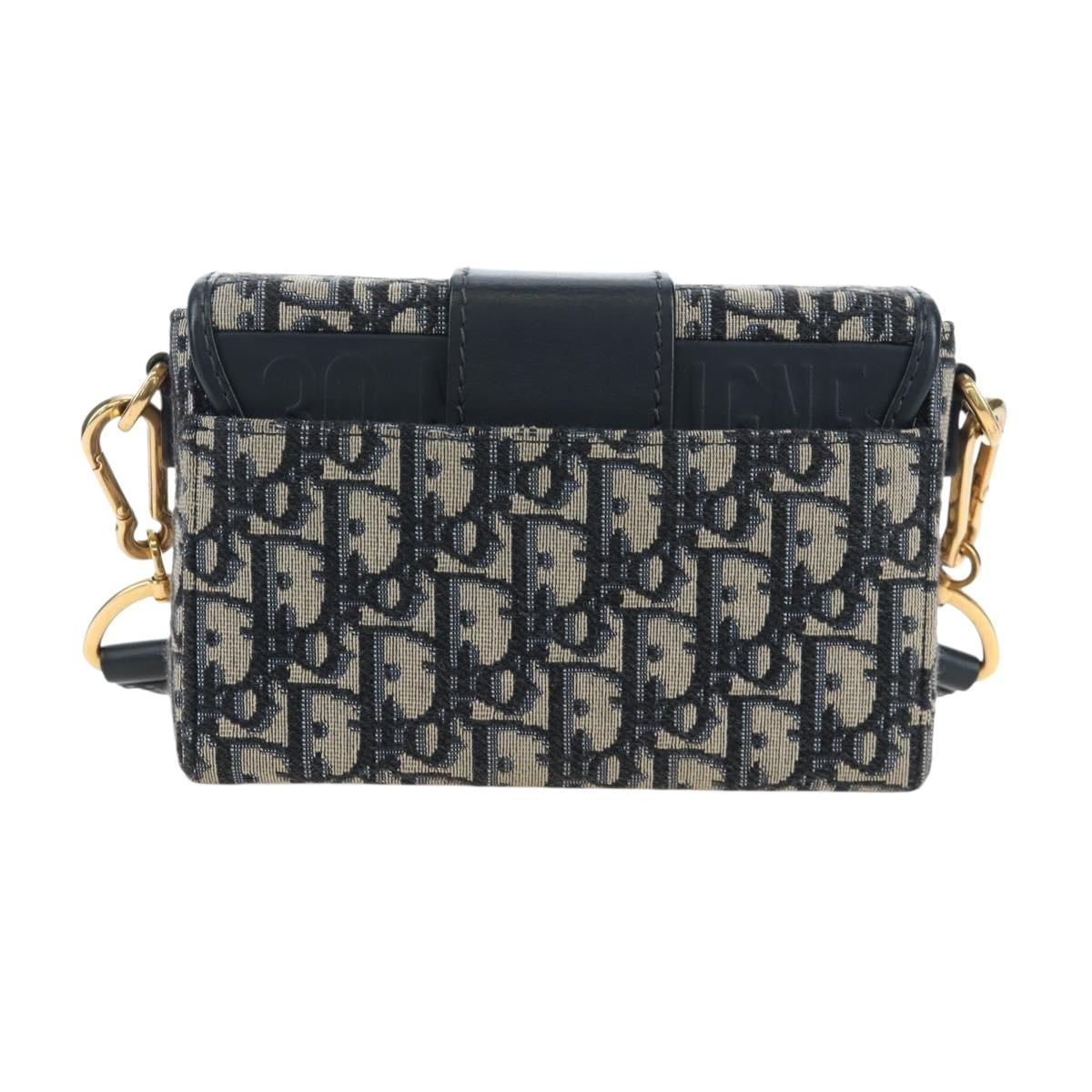 Christian Dior Trotter Canvas Diorissimo Hand Bag Navy Gold Auth 196320M