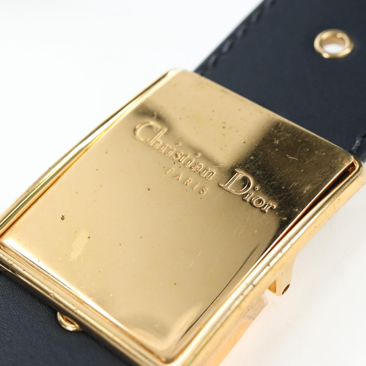Christian Dior Trotter Canvas Diorissimo Hand Bag Navy Gold Auth 196320M