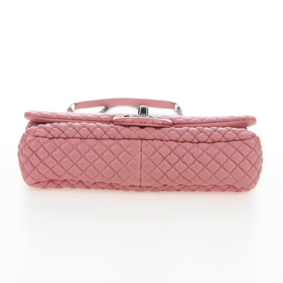 CHANEL Matelasse Dallas Chain Shoulder Bag Lamb Skin Pink Silver CC Auth 196321V