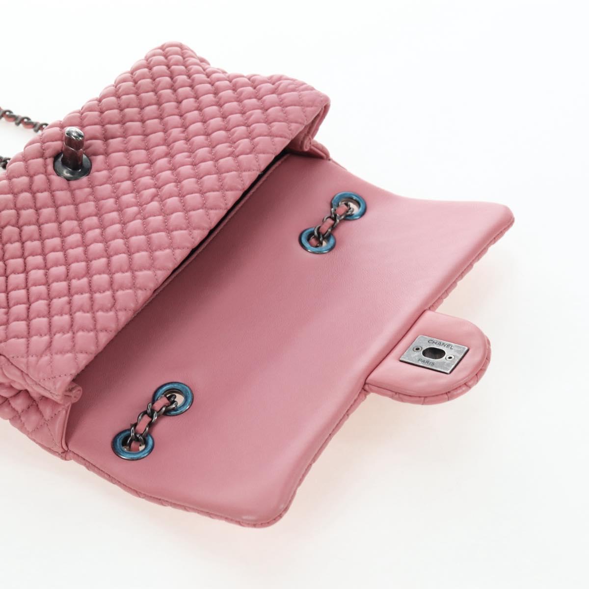 CHANEL Matelasse Dallas Chain Shoulder Bag Lamb Skin Pink Silver CC Auth 196321V