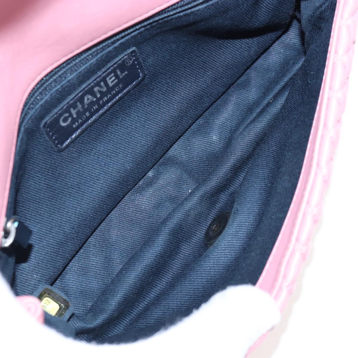 CHANEL Matelasse Dallas Chain Shoulder Bag Lamb Skin Pink Silver CC Auth 196321V