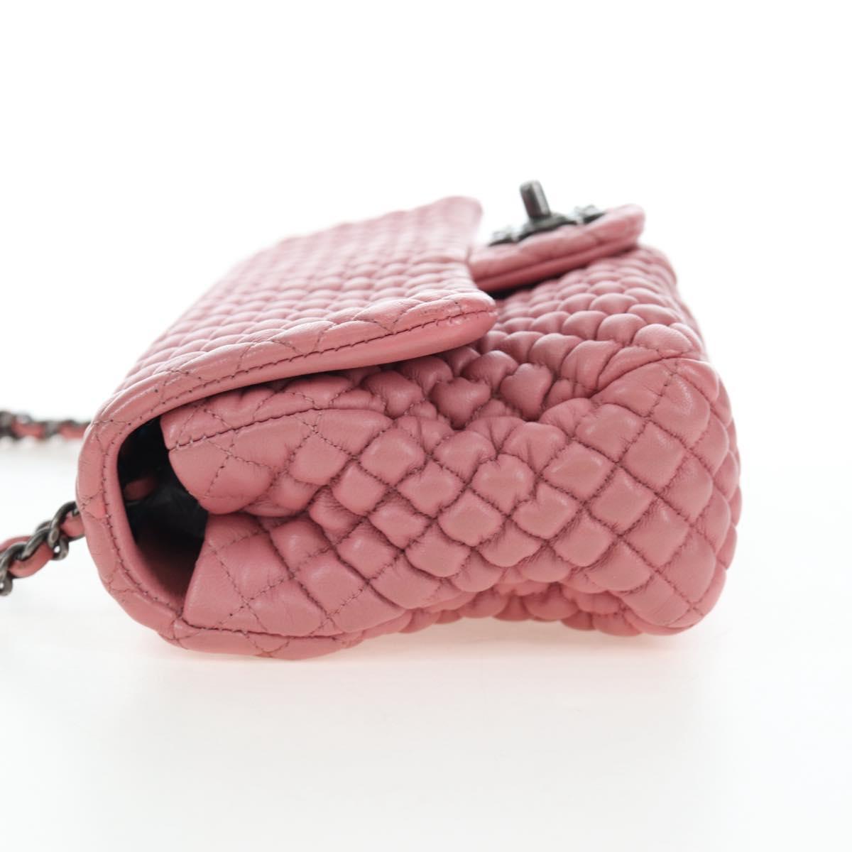 CHANEL Matelasse Dallas Chain Shoulder Bag Lamb Skin Pink Silver CC Auth 196321V