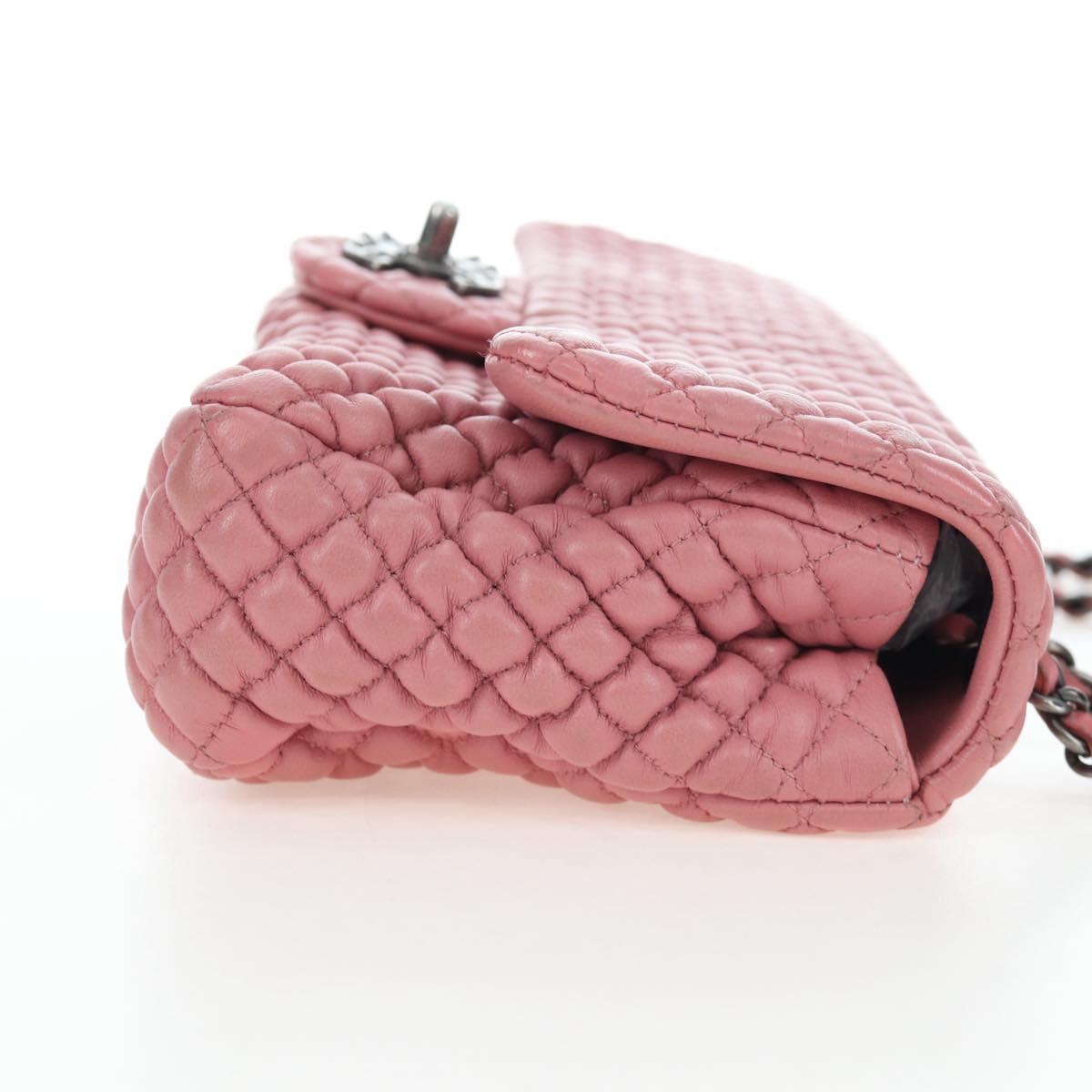 CHANEL Matelasse Dallas Chain Shoulder Bag Lamb Skin Pink Silver CC Auth 196321V
