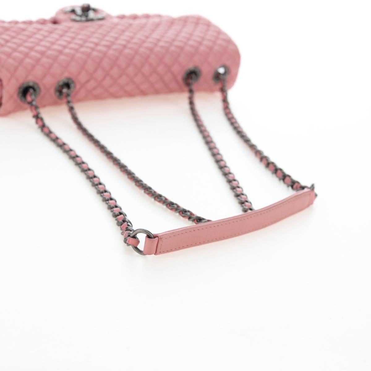 CHANEL Matelasse Dallas Chain Shoulder Bag Lamb Skin Pink Silver CC Auth 196321V
