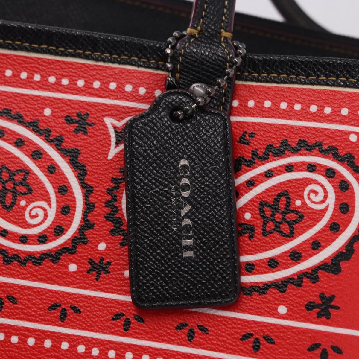 Coach Tote Bag PVC Canvas Disney Collaboration Red Silver Auth 196322A