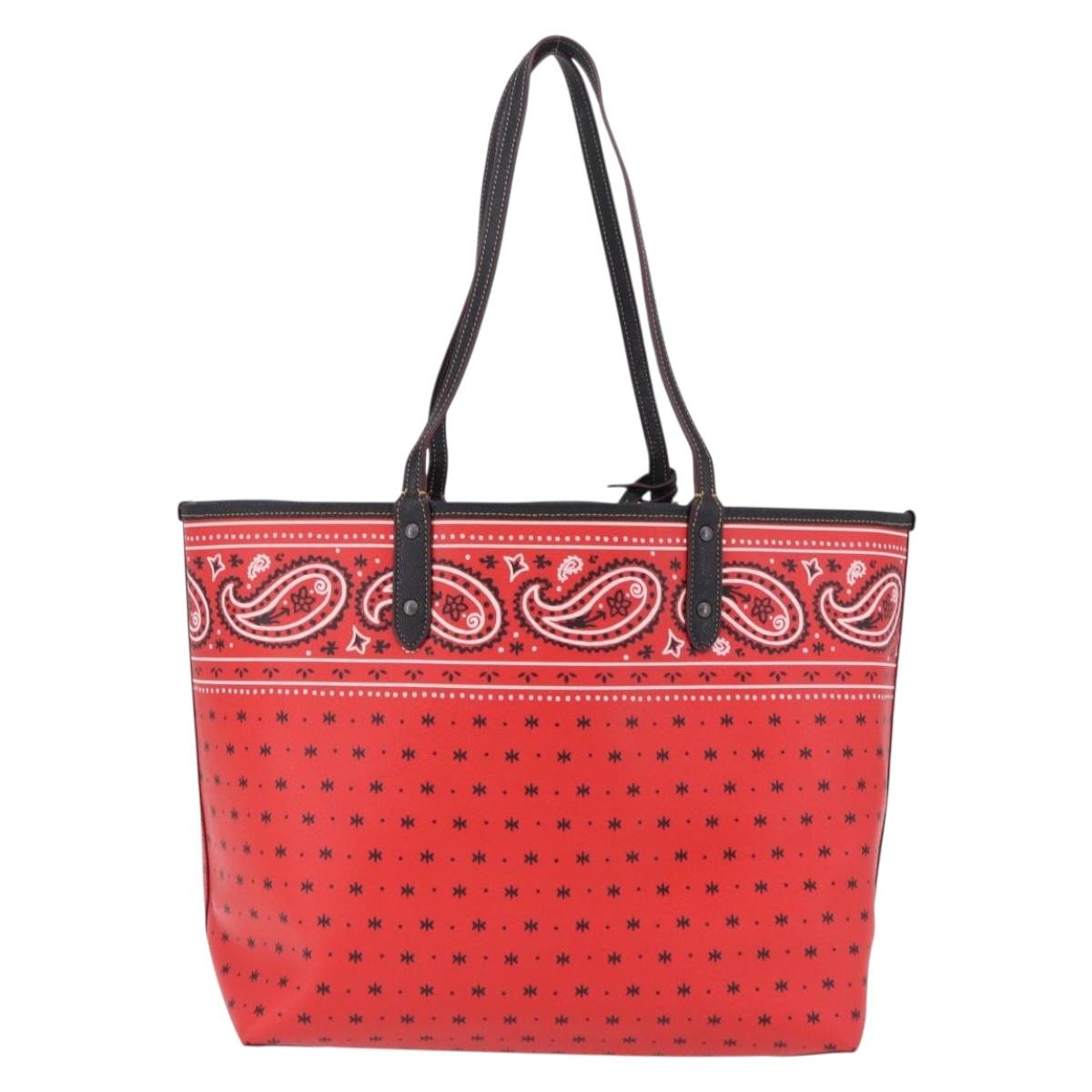 Coach Tote Bag PVC Canvas Disney Collaboration Red Silver Auth 196322A