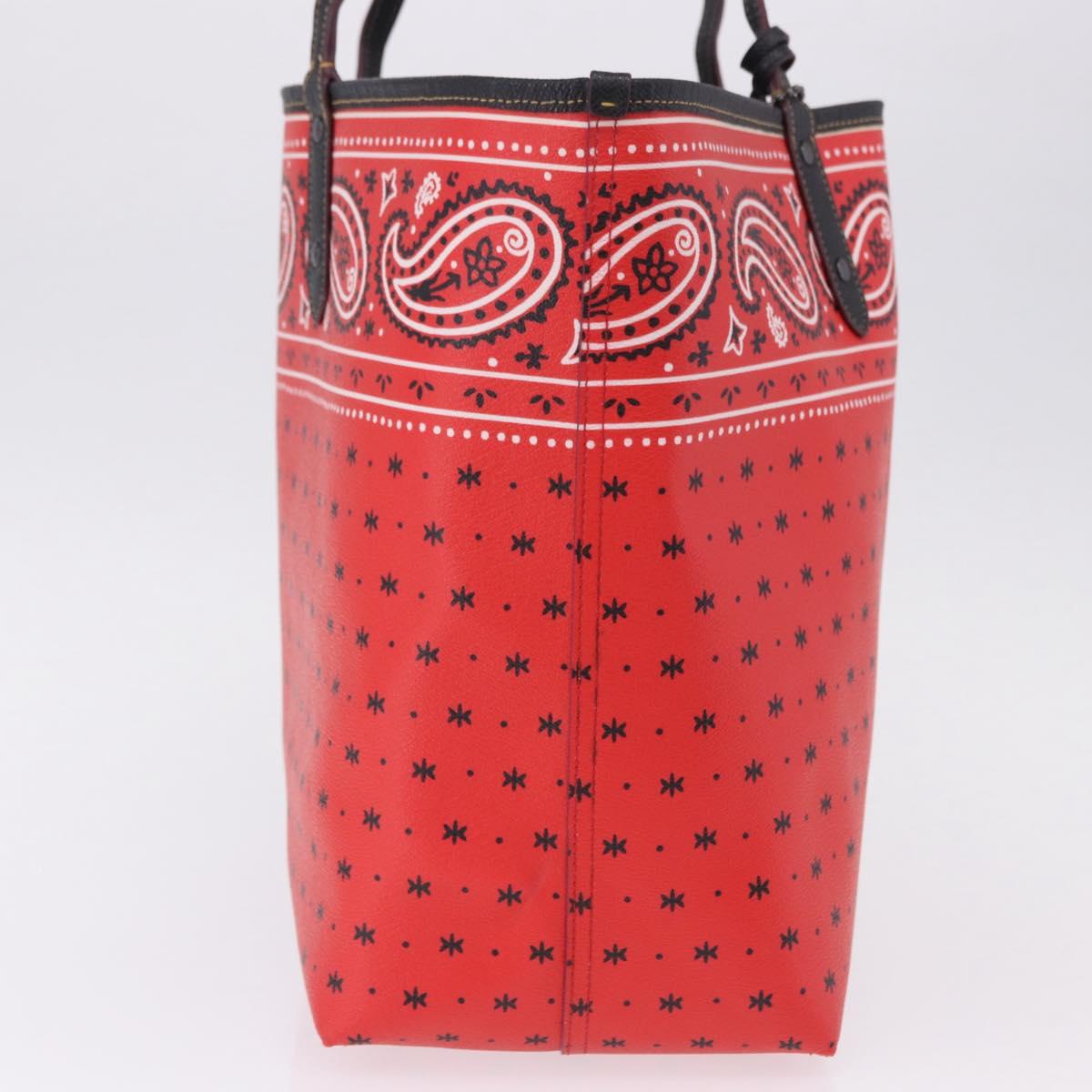 Coach Tote Bag PVC Canvas Disney Collaboration Red Silver Auth 196322A