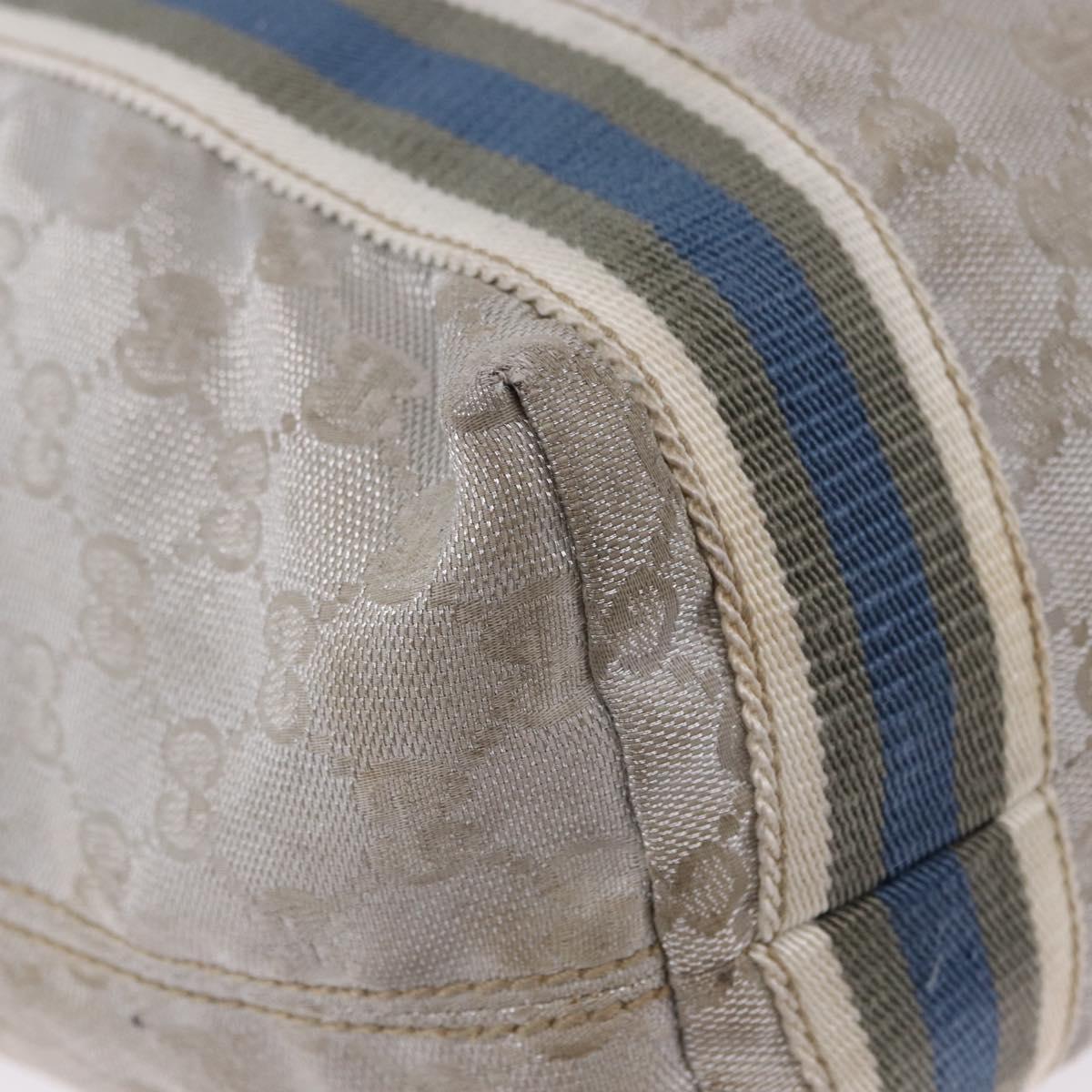 GUCCI GG Canvas Sherry Line Tote Bag Silver 189669 Auth 196326