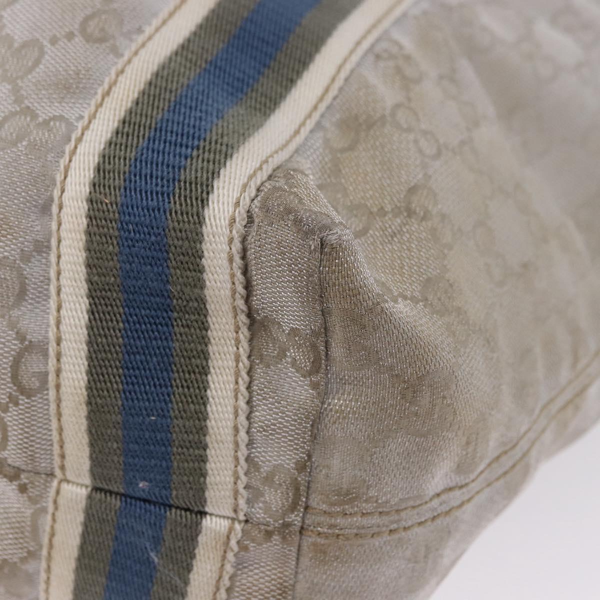 GUCCI GG Canvas Sherry Line Tote Bag Silver 189669 Auth 196326