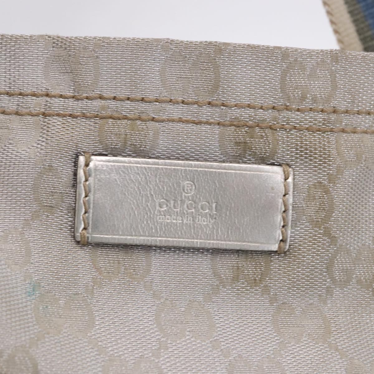 GUCCI GG Canvas Sherry Line Tote Bag Silver 189669 Auth 196326