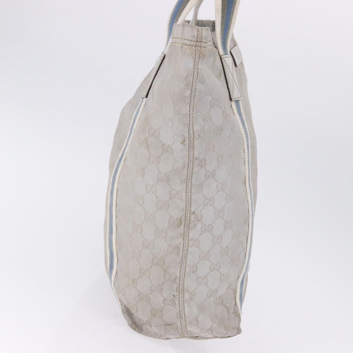 GUCCI GG Canvas Sherry Line Tote Bag Silver 189669 Auth 196326