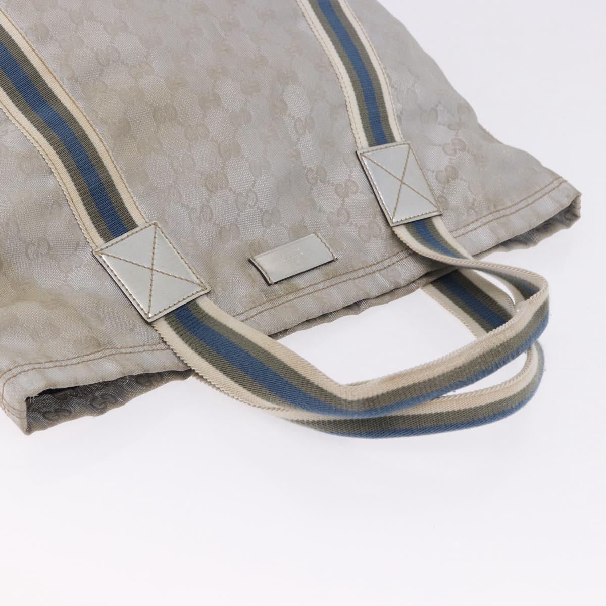 GUCCI GG Canvas Sherry Line Tote Bag Silver 189669 Auth 196326