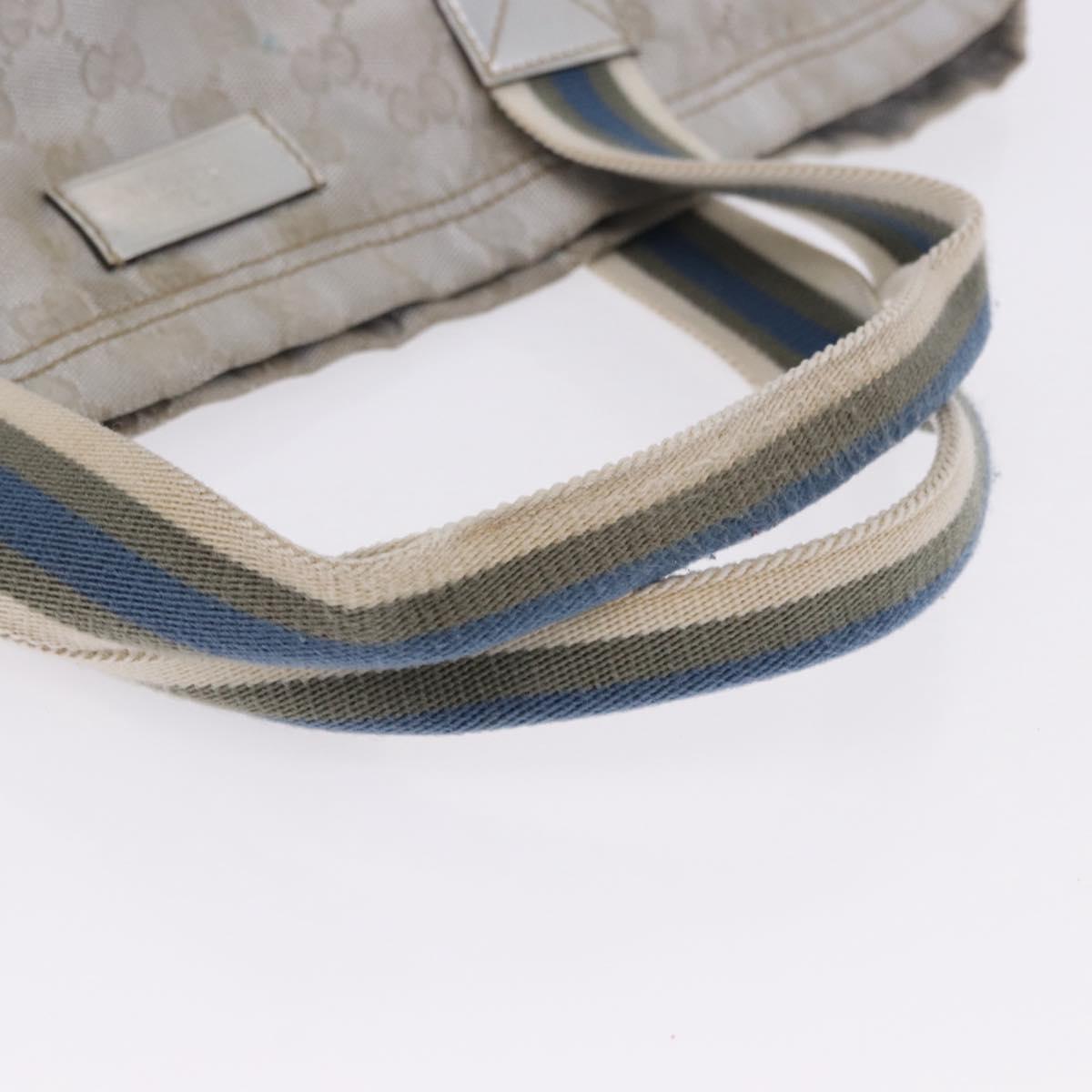 GUCCI GG Canvas Sherry Line Tote Bag Silver 189669 Auth 196326