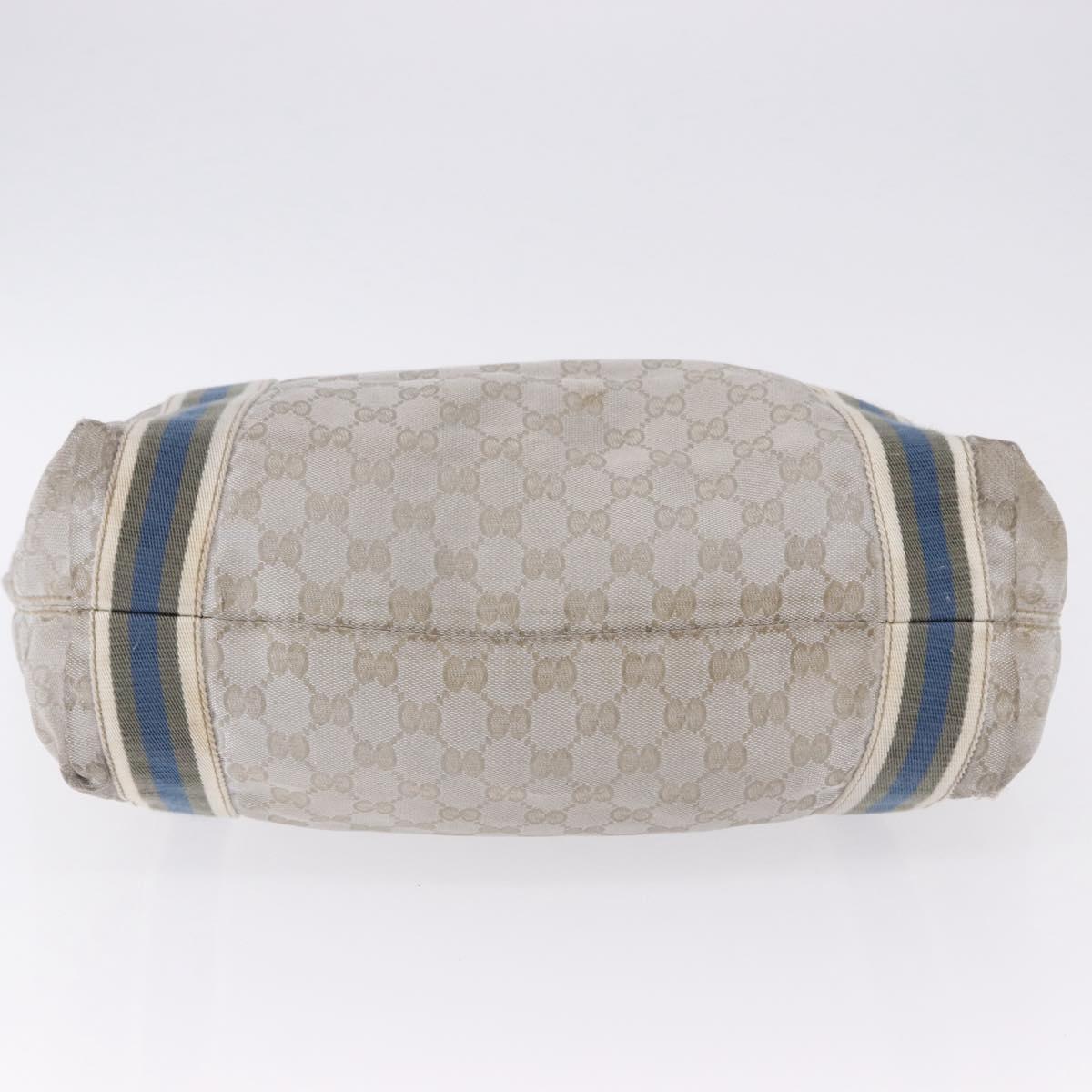 GUCCI GG Canvas Sherry Line Tote Bag Silver 189669 Auth 196326